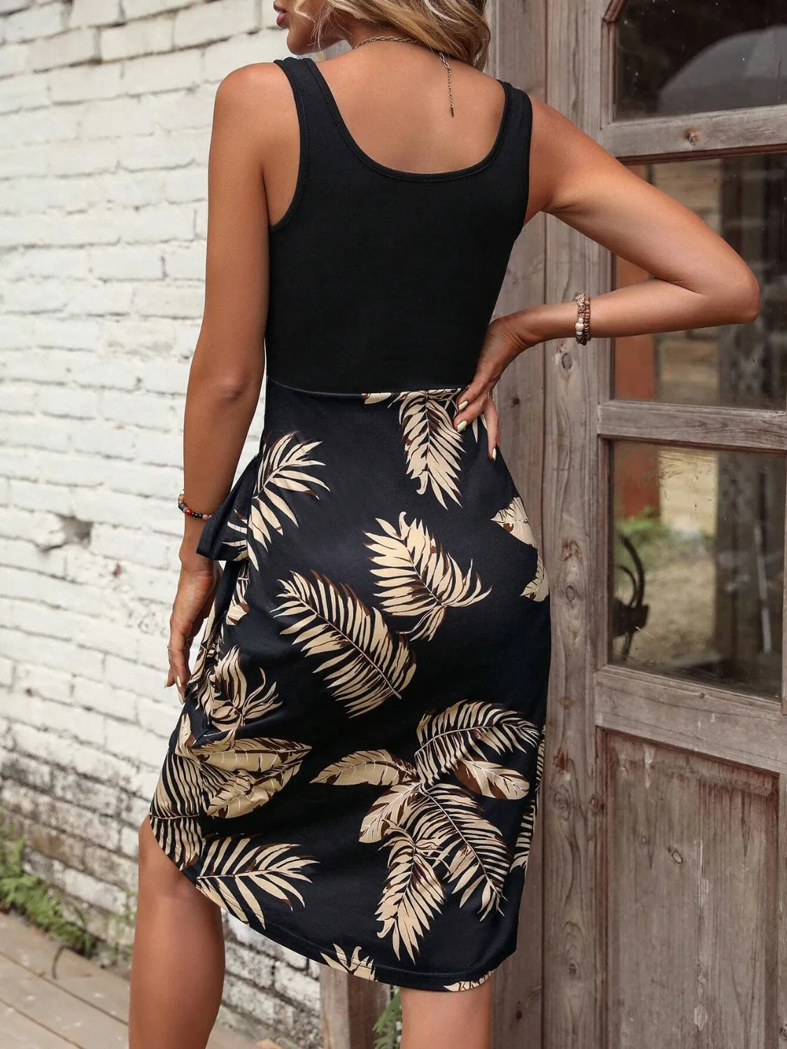 Printed Wide Strap Tank Dress