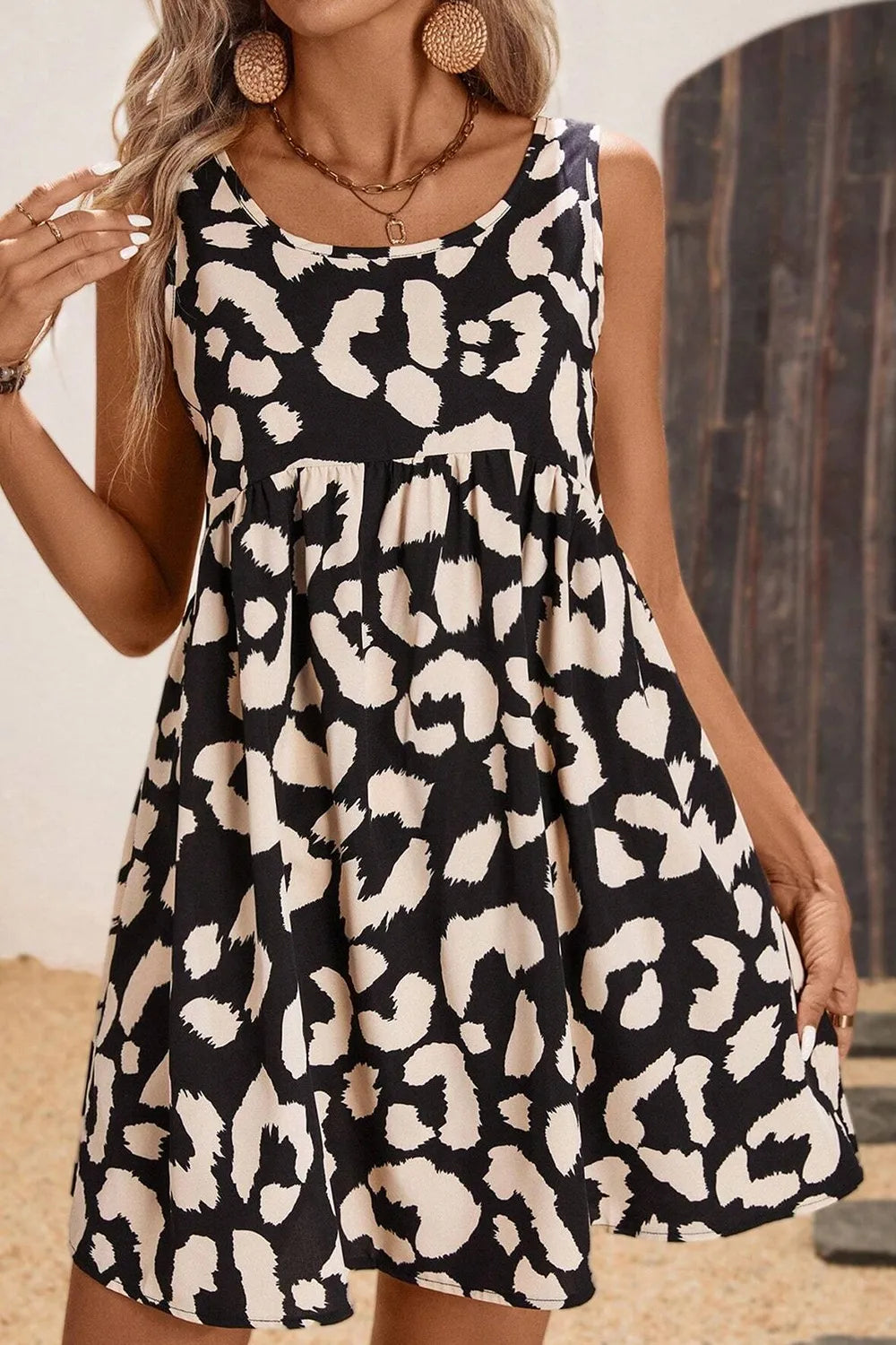 Leopard Print Sleeveless Summer Mini Dress