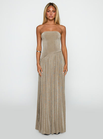 Inka Strapless Maxi Dress Taupe