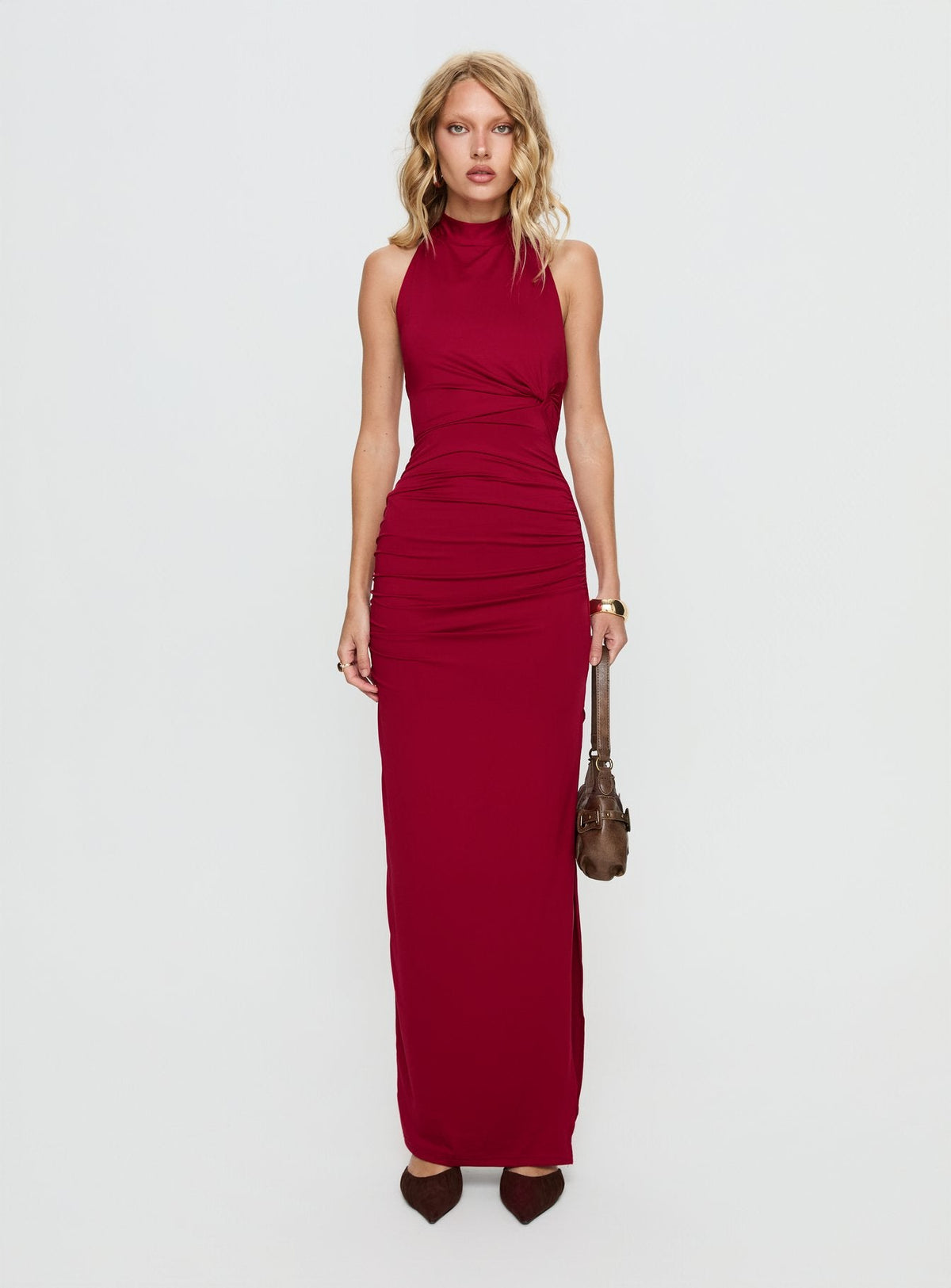 Keysha Halter Maxi Dress Deep Red