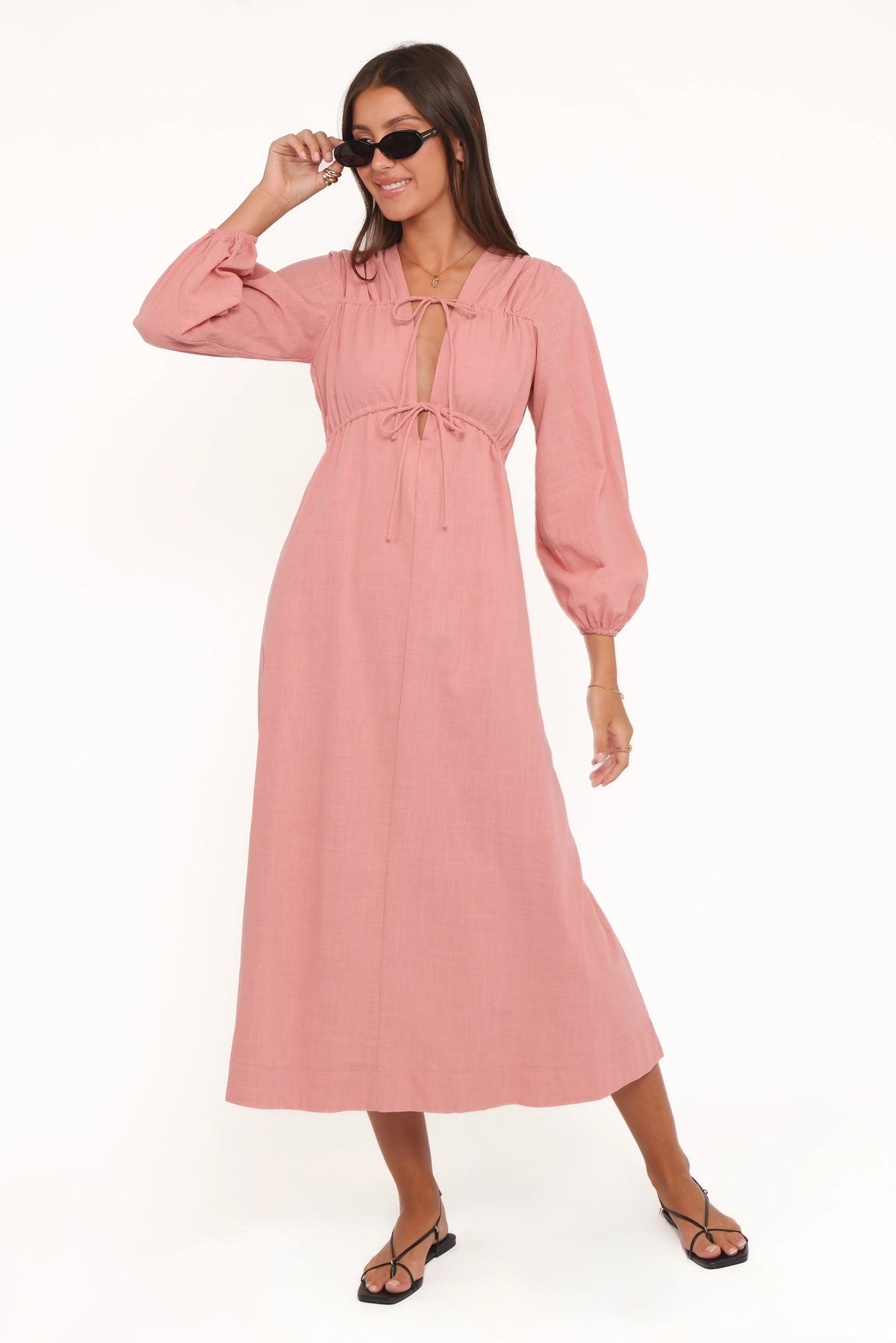 Riven Long Sleeve Maxi Dress - Pink