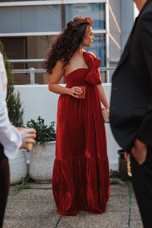 Betina Bow Front Maxi Dress - Red Velvet