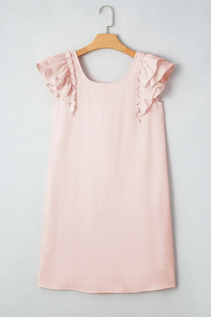 Ruffle Sleeve Bow Back Mini Dress