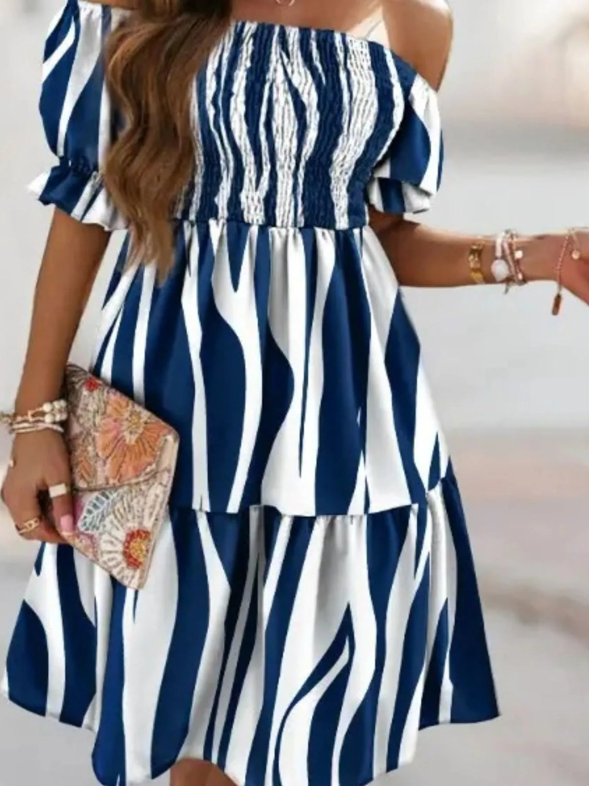 Off Shoulder Smocked Summer Dress