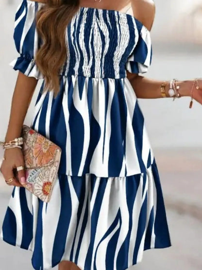 Off Shoulder Smocked Summer Dress