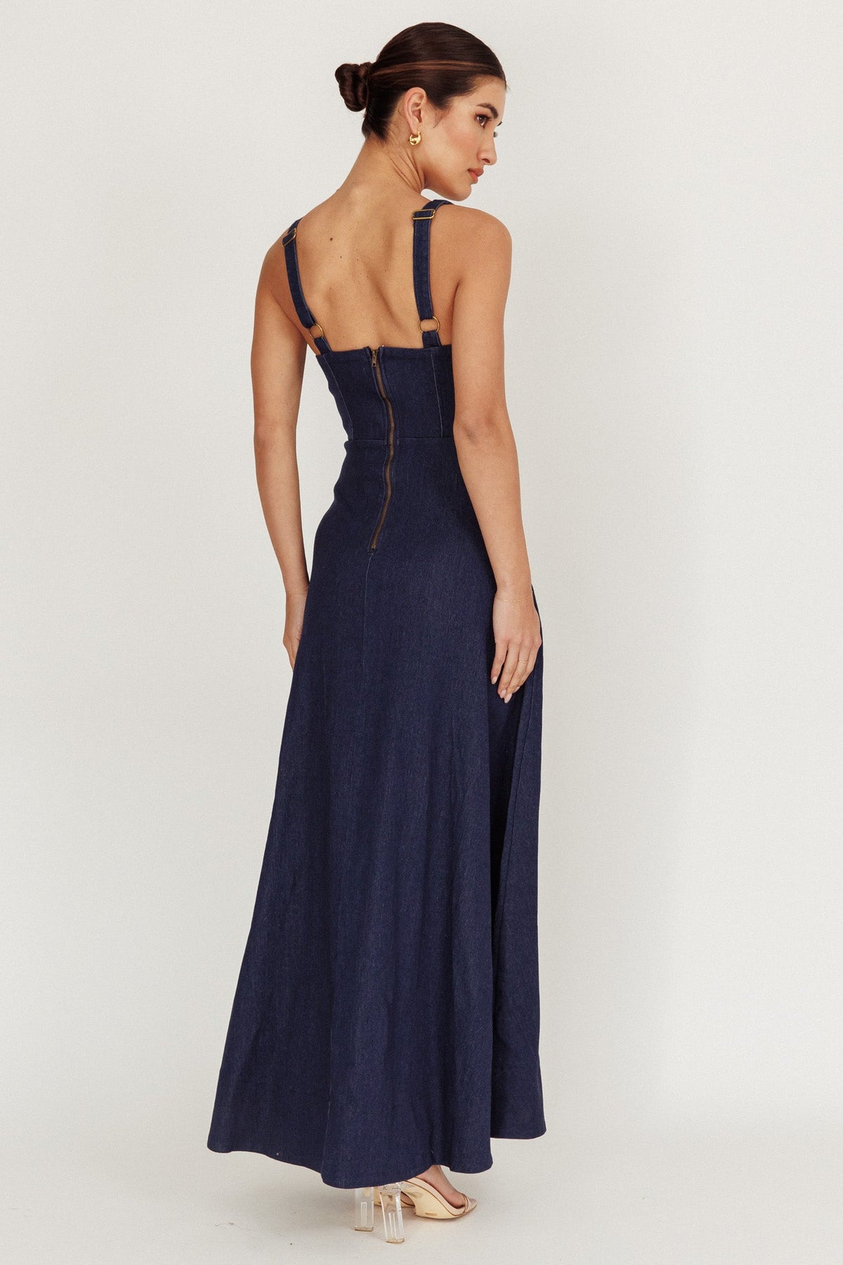 Talissa A-Line Maxi Denim Dress Indigo