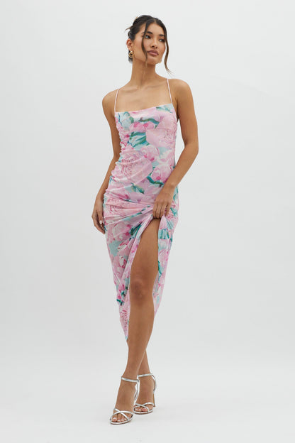 Letting Go Tie-Up Back Maxi Floral Pink