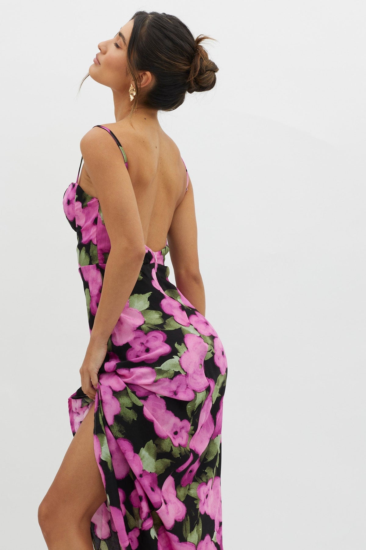 Kasha Low Back Maxi Dress Floral Pink