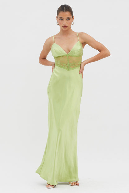 Kinzie Lace Waist Maxi Dress Apple