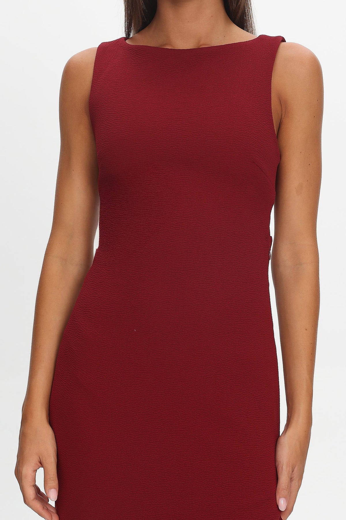 Lights On Asymmetric Hem Maxi Dress Wine