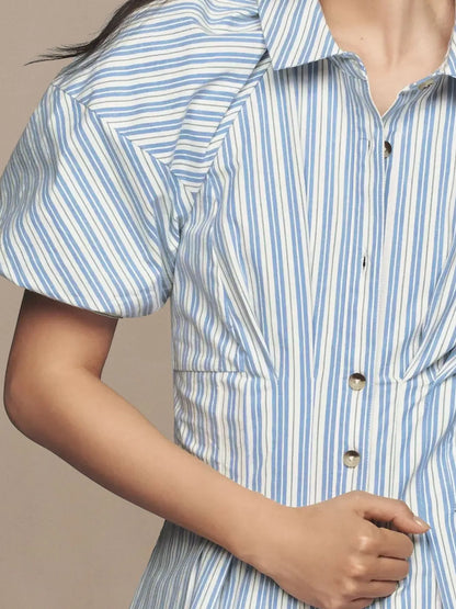 Striped Button Front Shirt Dress