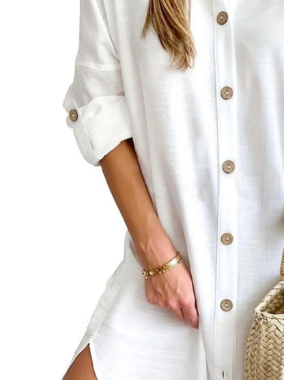 Button Down Long Sleeve Shirt Dress