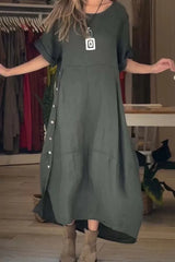 Full Size Relaxed Fit Short Sleeves Dress Plus Size