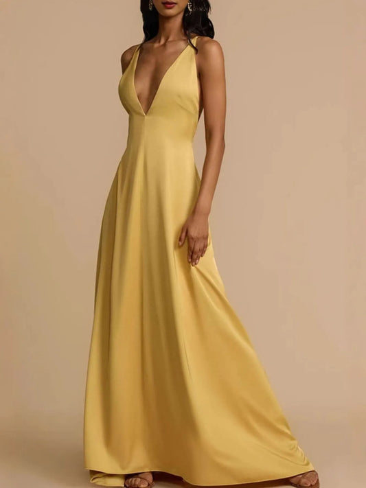 Deep V-Neck Maxi Dress