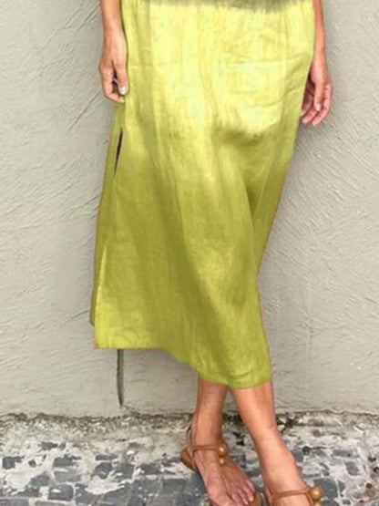 Full Size Sleeveless Gradient Tank Midi Dress Plus Size