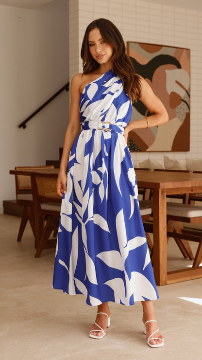 Hadas Maxi Dress - Cobalt/White Print