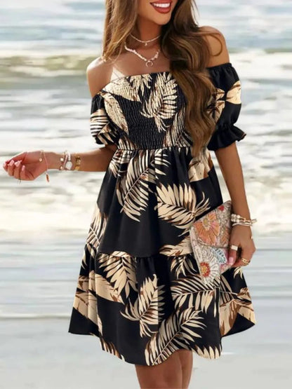 Off Shoulder Smocked Summer Dress