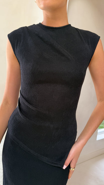 Kahili Asymmetrical Top - Black