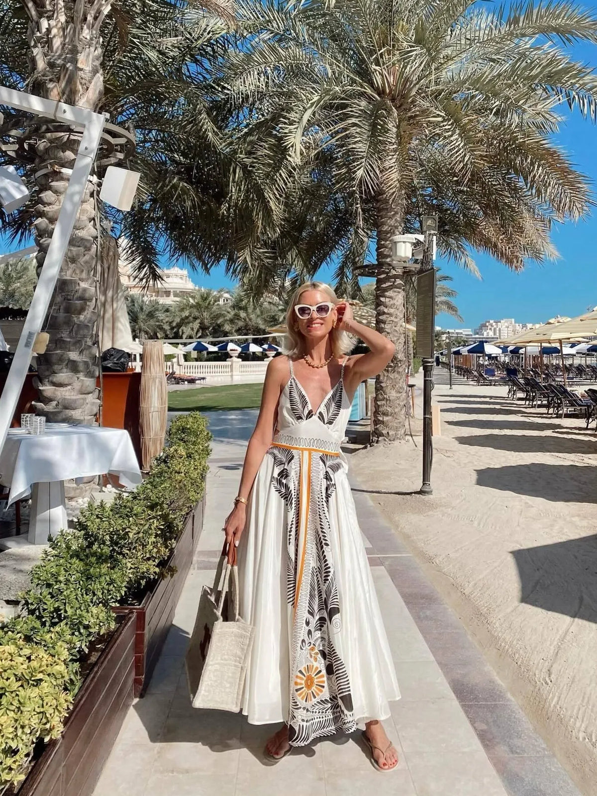 Printed V-Neck Cami Dress