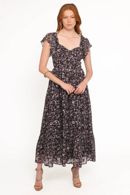 Myles Maxi Dress - Brown/Blue Floral
