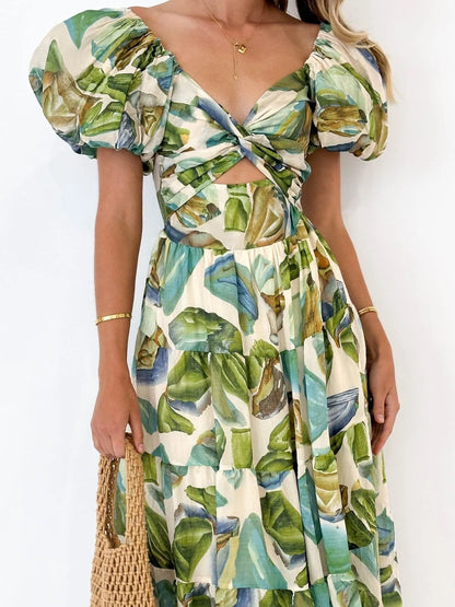 Off-Shoulder Floral Tiered Dress with Ruffle Details
