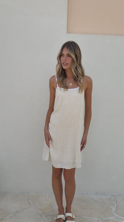 Libra Mini Dress - Natural/White