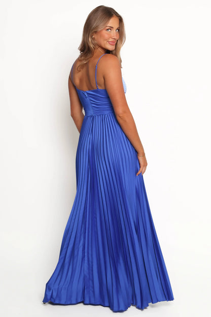 Naira Pleated Maxi Dress - Blue