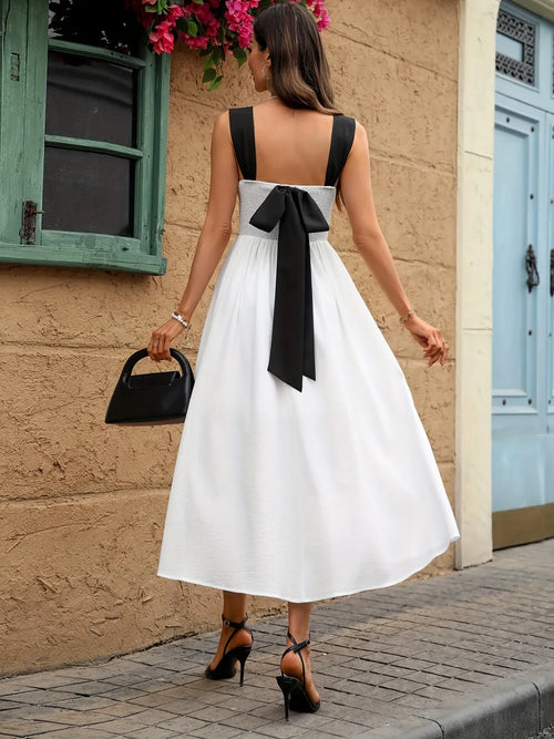 Sweetheart Neck Wide Strap Midi Dress