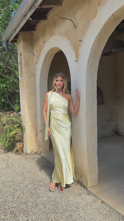 Halle One Shoulder Maxi Dress - Yellow