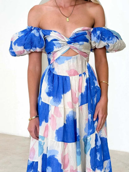 Off-Shoulder Floral Tiered Dress with Ruffle Details