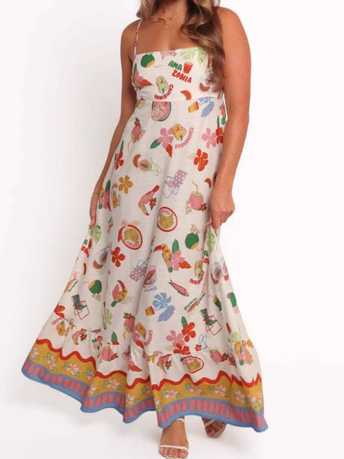 Printed Square Neck Maxi Cami Dress