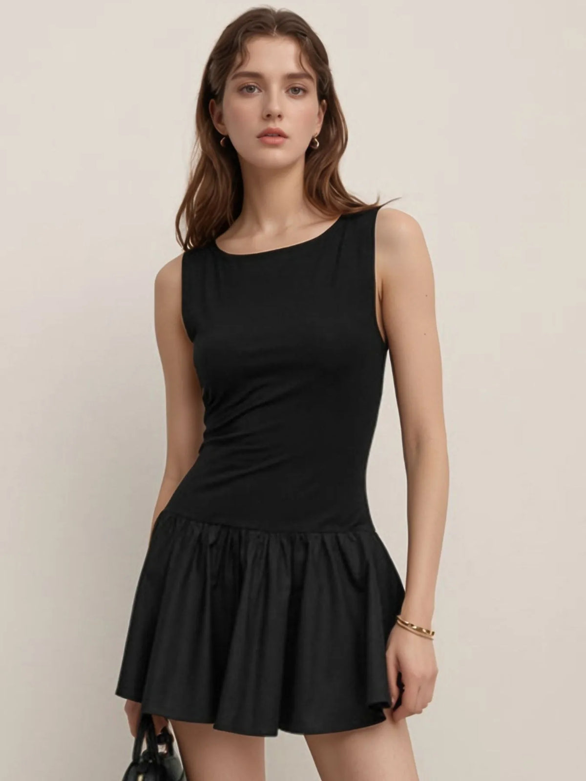 Sleeveless Ruched Mini Tank Dress