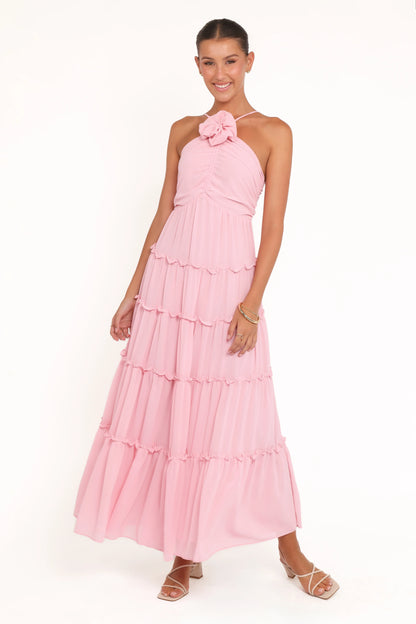 Dottie Halterneck Maxi Dress - Pink