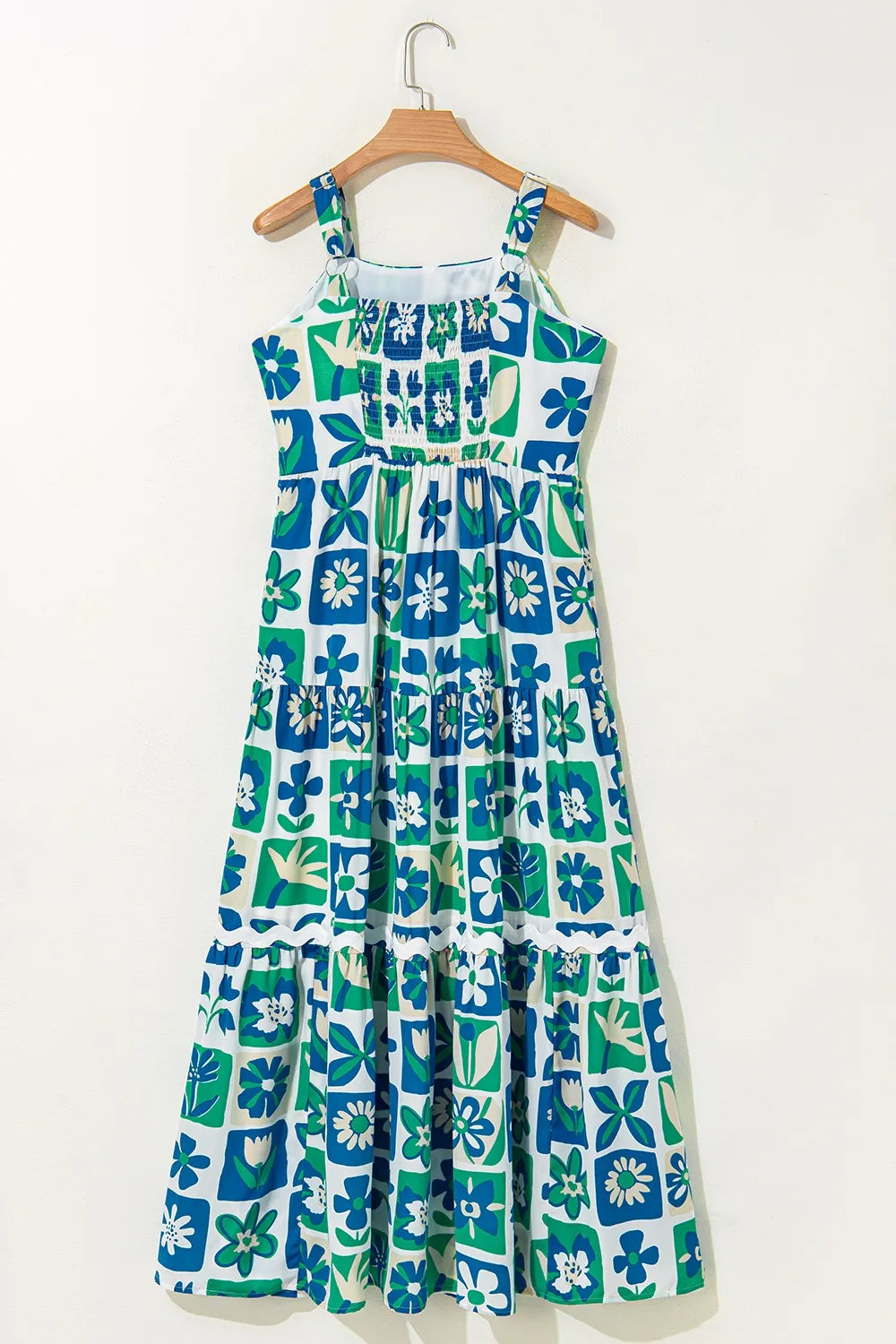 Floral Mixed Pattern Ruffle Flutter Sleeve Buttoned Dress