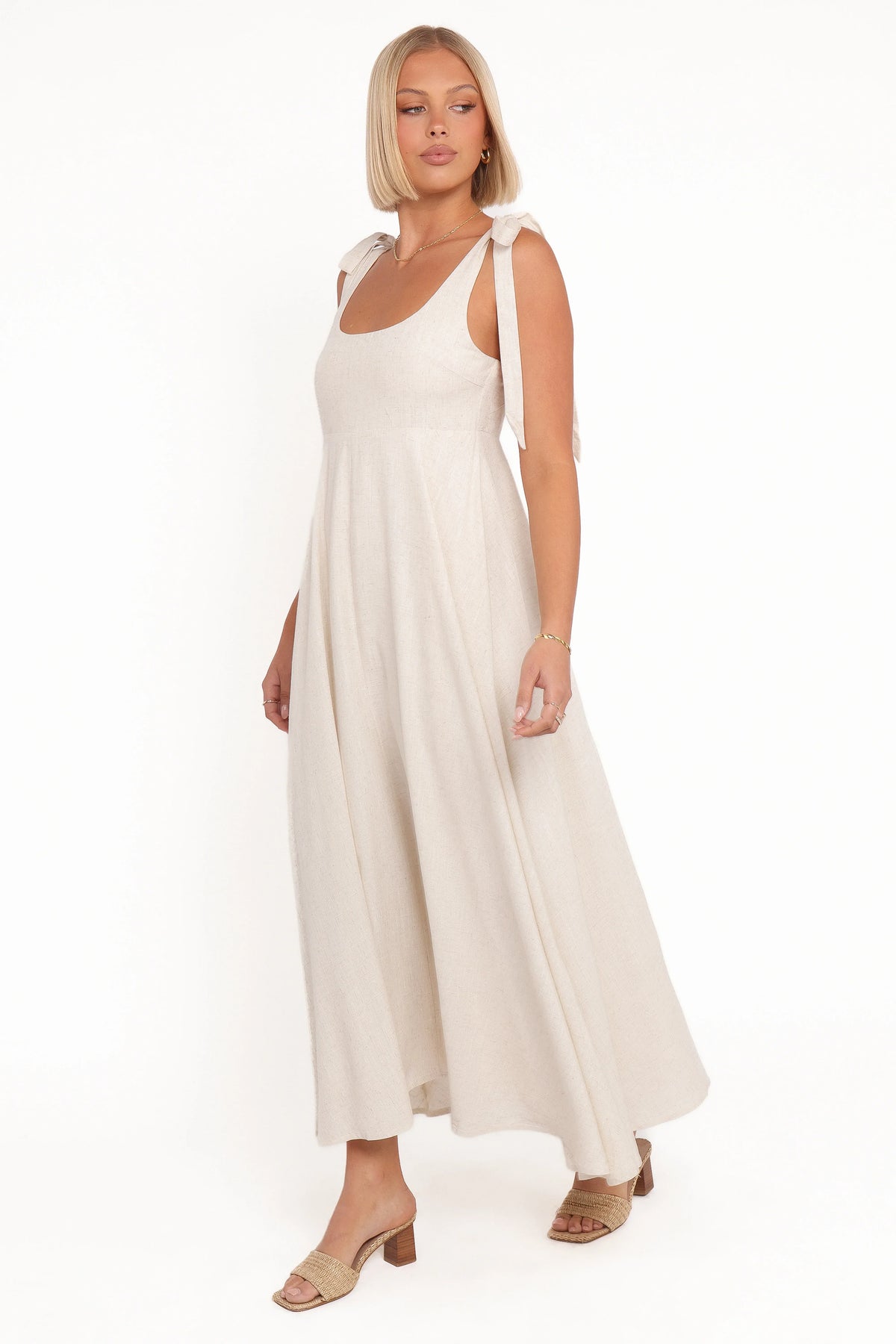 Valara Tie Shoulder Maxi Dress - Oatmeal