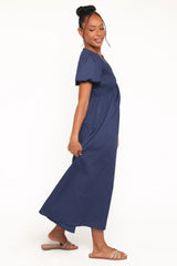 Ilyana Short Sleeve Maxi Dress - Navy