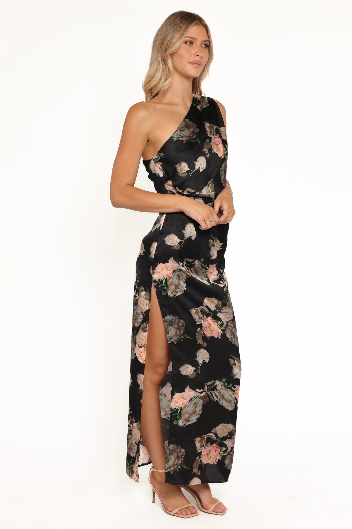 Nadia One Shoulder Maxi Dress - Blurred Floral