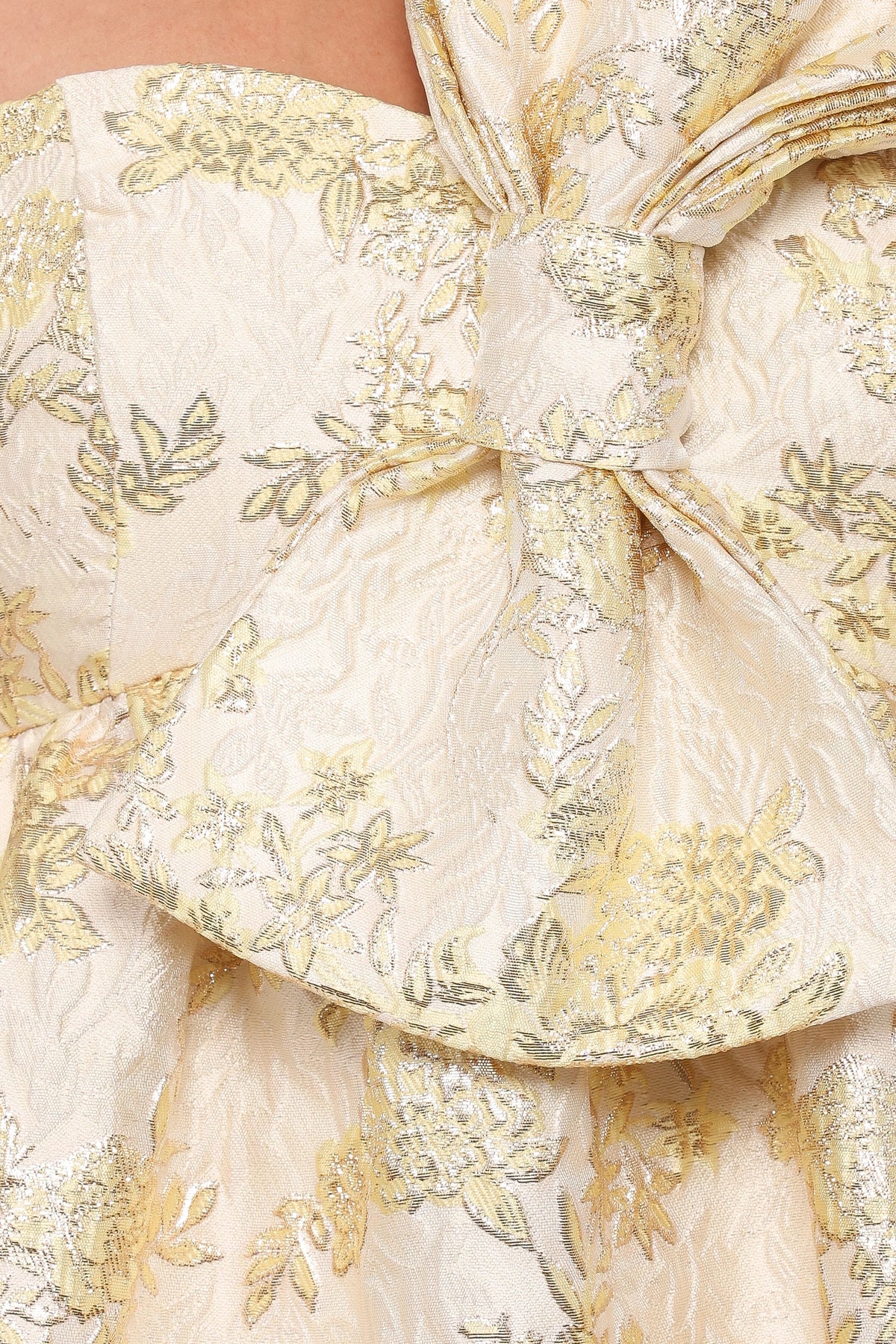 Betina Bow Front Maxi Dress - Yellow Brocade