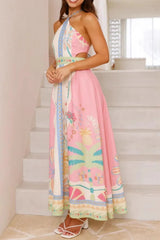 Printed Halter Neck Maxi Dress