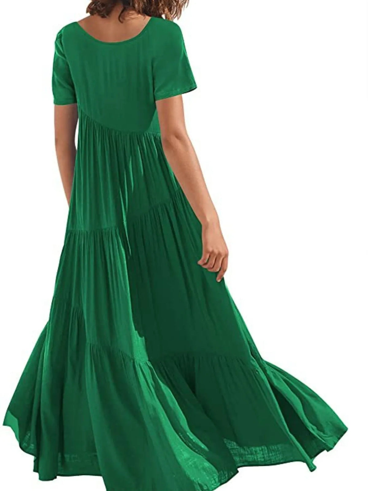 Round Neck Tiered Ruffle Maxi Dress