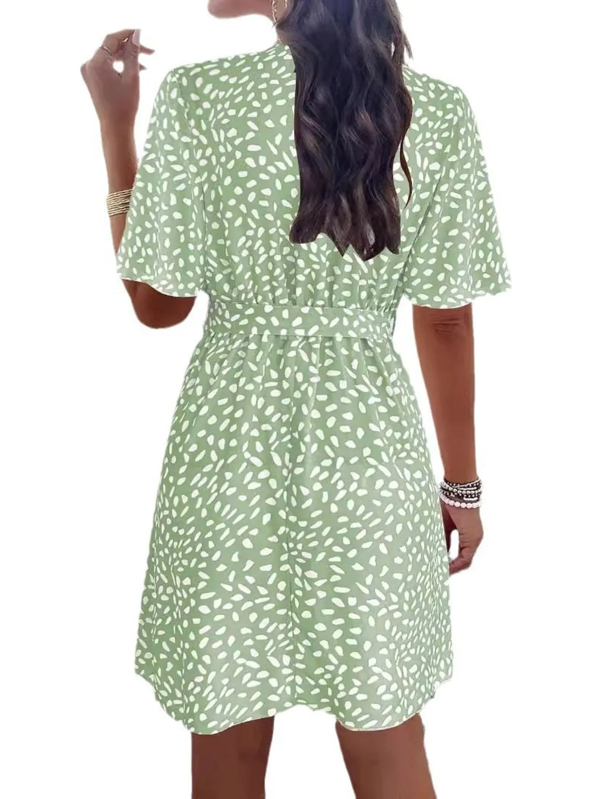 Printed Surplice Tie Waist Dress