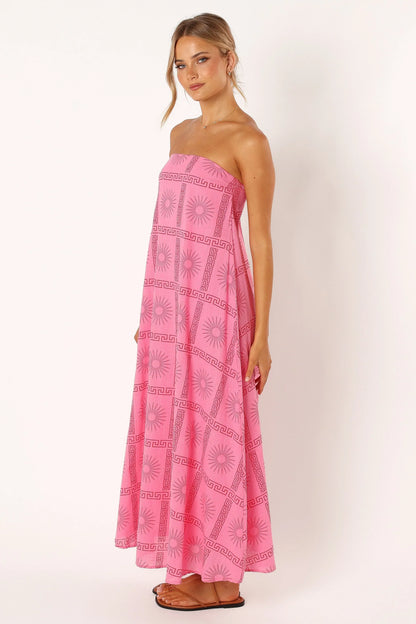 Soph Strapless Maxi Dress - Pink Red
