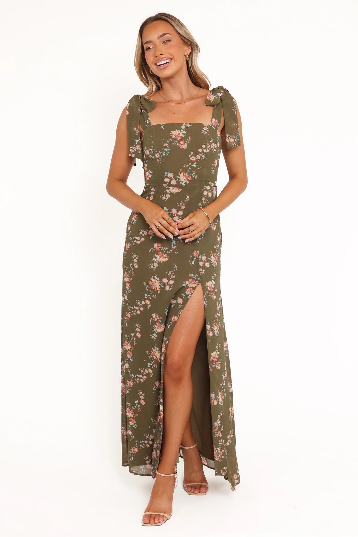 Renita Maxi Dress - Olive Floral
