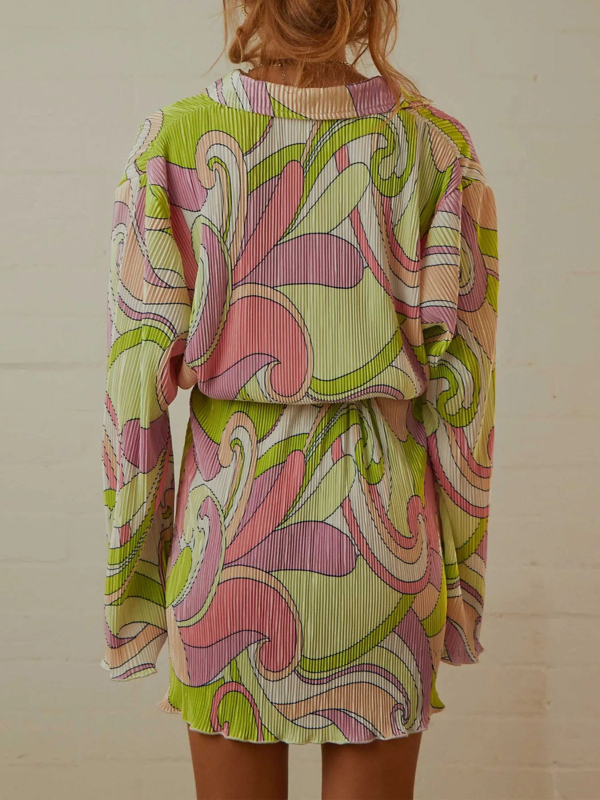 Printed Long Sleeve Mini Dress