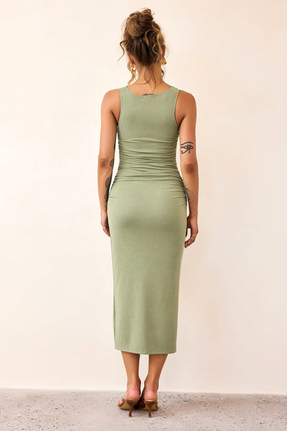 Vintage Classic Midi Dress - Olive