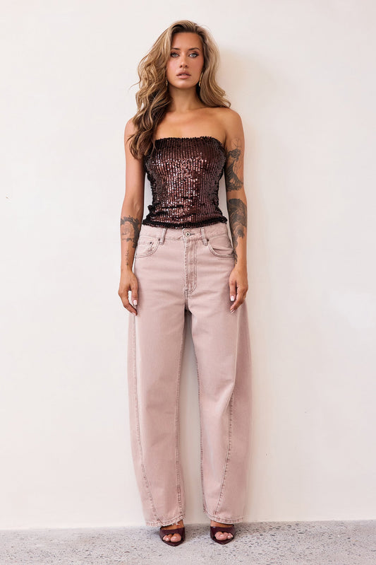 Midnight Pulse Sequin Top - Chocolate