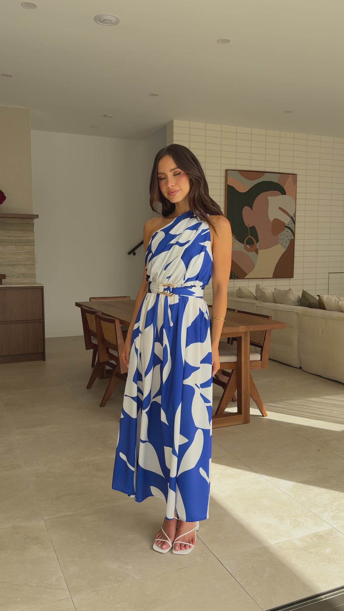 Hadas Maxi Dress - Cobalt/White Print