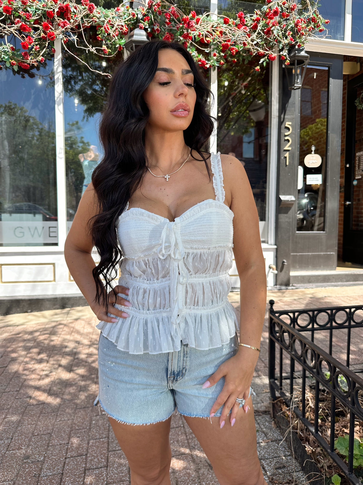 Ada Light Wash High Waisted Denim Shorts