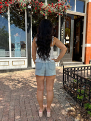 Ada Light Wash High Waisted Denim Shorts