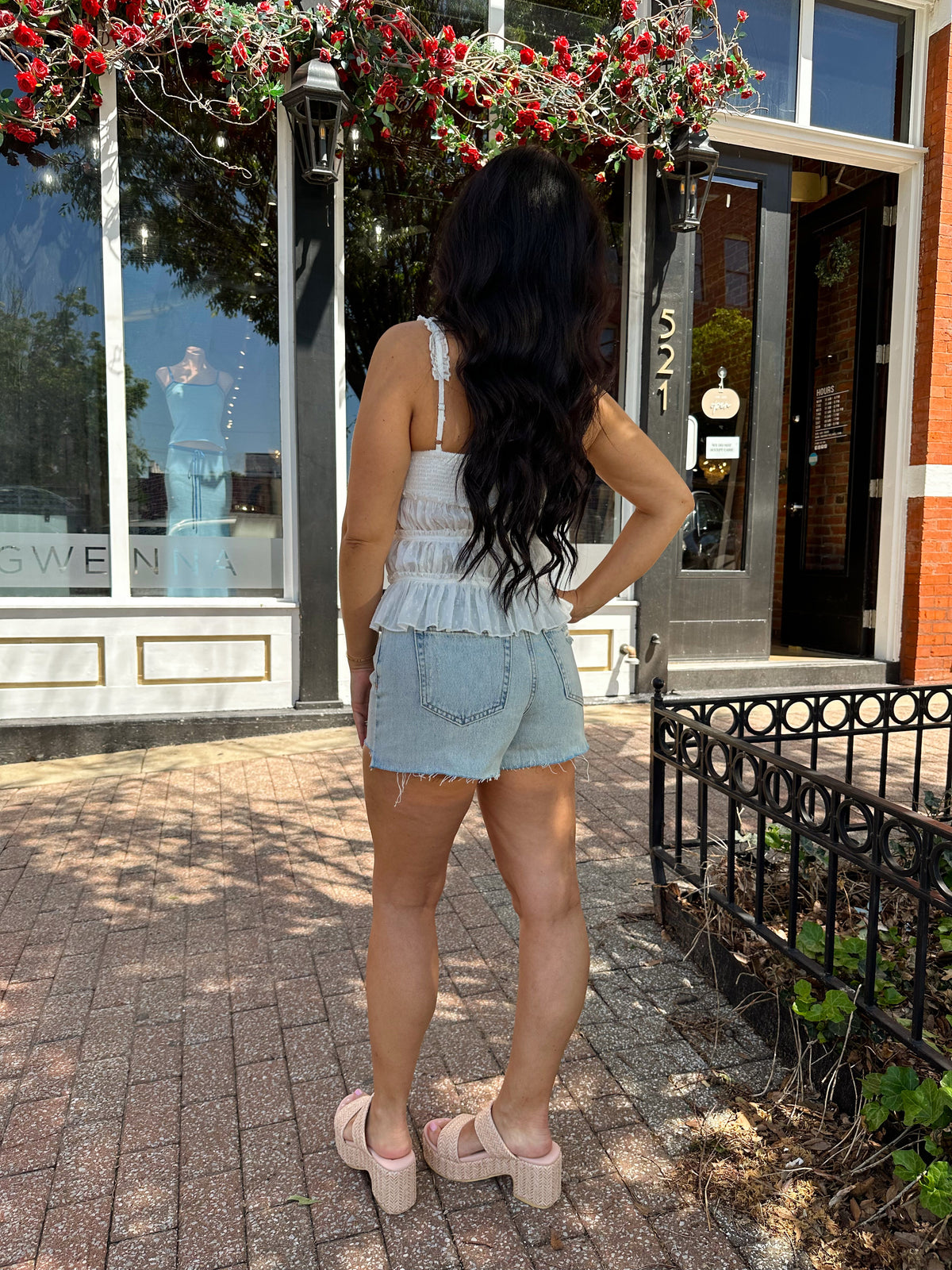 Ada Light Wash High Waisted Denim Shorts